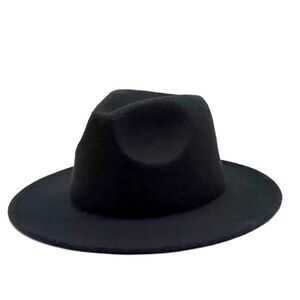 Stylish Black Stiff Brim Tall Dented Crown Fedora Hat NEW